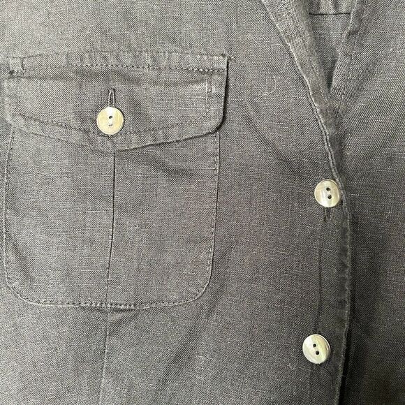Jones NY Top SZ SM 100% Linen Long Sleeve Button Down Minimalist Sustainable - Picture 4 of 7